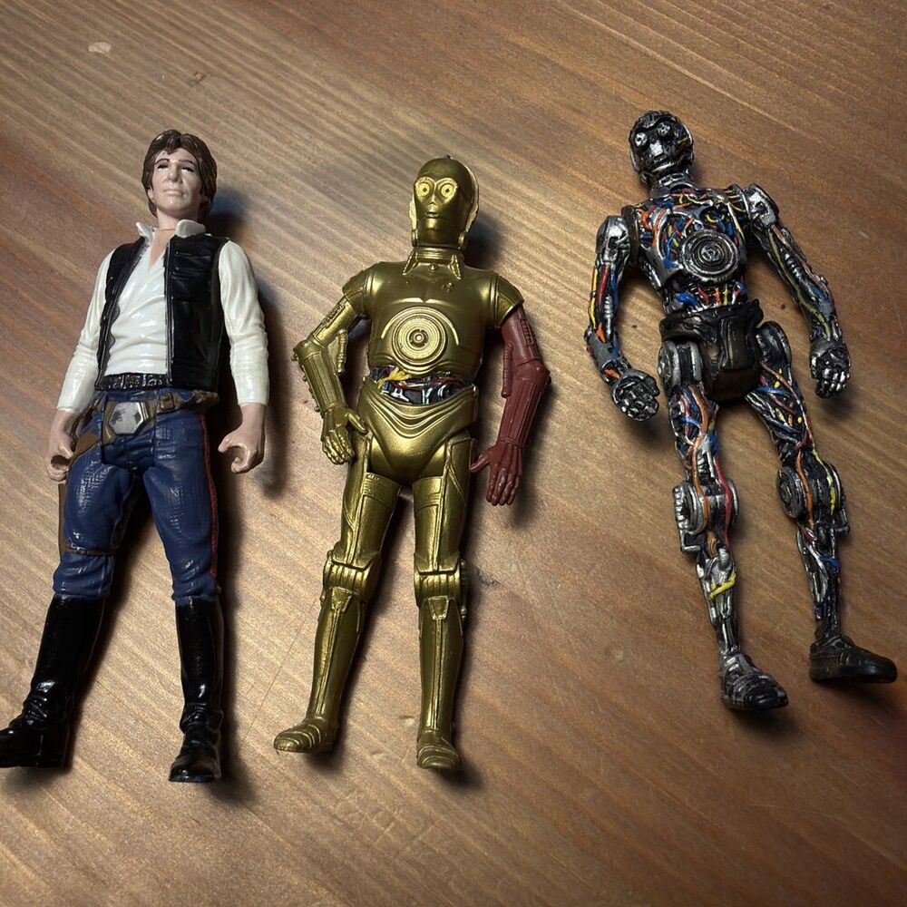 Hasbro Star Wars 2013 Han Solo2013 C3p0 Red Arm 1997 C3p0 3-3.5 In